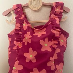 The Children's Place Hot Pink Floral Swim (2) two piece swim suits.